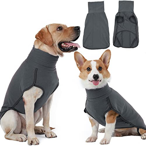 Hjyokuso Hundepullover, Hundemantel Fleece, Warmer und Leichter Pulli für Kleine Mittelgroße Große Hunde, Wintermantel, Outdoor Jacke - Schwarz