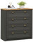 IDIMEX Kommode Bolton aus Massivholz in anthrazit/braun, Sideboard mit 4 Schubladen und Muschelgriffen aus Metall, Sideboard aus Kiefer, Holz lackiert