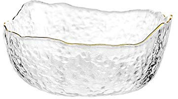 Dinner plate Salad Bowl,Irregular Gold Inlay Edge Glass Salad Bowl Fruit Rice Serving Bowls Food Storage Container Lunch Bento Box (Color : 3)