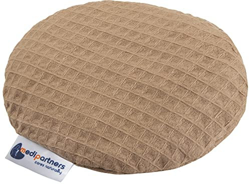Medi Partners Kirschkernkissen Wärmekissen Körnerkissen für Babys 180g rund 15cm Öko Natur 100% Baumwolle Wärme + Kältetherapie Massagetherapie (Braun)