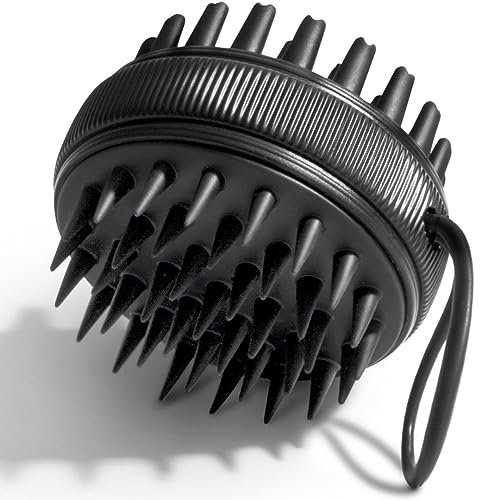 Fancii Kopfhaut Massagebürste Silikon, Shampoo Haarbürste für Nasses und Trockenes Haar, Shampoo Bürste für Peeling und Kopfmassage, Stimuliert das Haarwachstum - Für alle Haartypen (Schwarz)