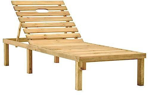 Homgoday Lettino Prendisole in Legno di Pino Impregnato, Divano Letto Mobili per Esterni Prendisole per Spiaggia Piscina Giardino