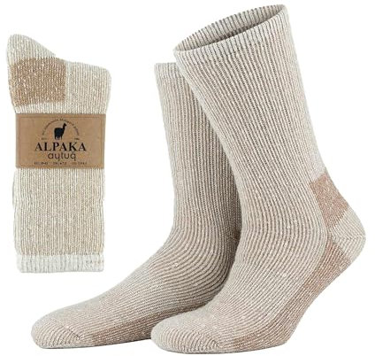 Aytuğ Çorap Herren Alpaka Socken, Frottee-Socken Herren - 1 Paar - Wintersocken, Warme Haussocken, Thermosocken 43, 46, Naturfarben und Beige