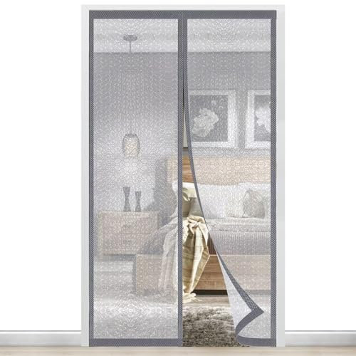 Rideau de Porte Isolant Thermique Magnétique 150 x 190 CM, EVA Translucide Rideau Thermique Isolant Anti Froid Porte Entrée, Coupe-vent, Fermeture Automatique, Sans Percage, Gris