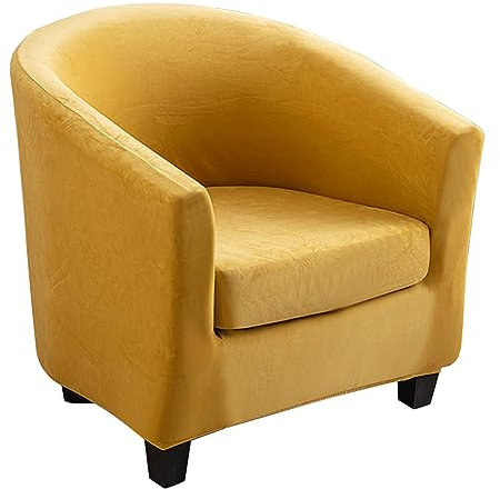 Meigeh Sesselbezug Samt Sesselschoner 2 Stück Sesselhusse Stretch Sesselüberwurf Schonbezüge Cocktailsessel für Tullsta Stuhl Gelb