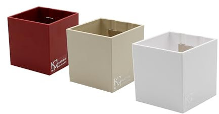 KalaMitica - Lot de 3 cubes magnétiques de 6,5 cm - Rouge, Ivoire, Blanc - Boîtes de rangement ou porte-pots magnétiques avec aimant puissant pour tableaux magnétiques muraux
