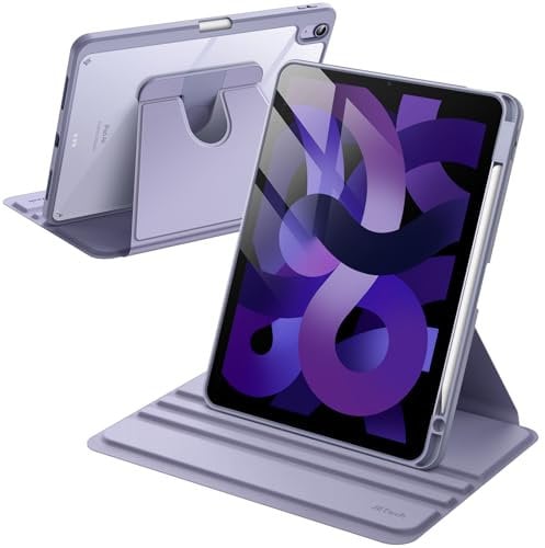 JETech Funda Giratoria para iPad Air 11 Pulgadas M3/M2 (2025/2024), iPad Air 5/4 (2022/2020 Modelo) con Soporte para Pencil, Carcasa Soporte Rotación de 360 Grados Protectora (Púrpura)