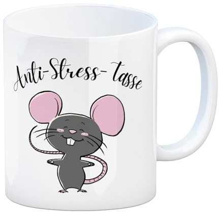 speecheese Anti-Stress Maus Kaffeebecher mit Spruch eine niedliche Tasse für entspannte Momente Spruch niedlicher Kaffeetasse Maus Motiv Muttertag Becher Stressbewältigung