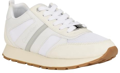 Calvin Klein Carlla Damen-Sneaker, Weiß/Beige Multi 144, 37.5 EU