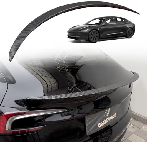 BestEvMod 2024 Tesla Refresh Model 3 Highland Spoiler Wings OEM-Style ABS für Refreshed Tesla Model 3 Highland Kofferraum Spoiler Lippe Heckspoiler Zubehör (Matt Kohlefaser)