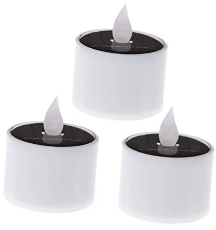 Gadpiparty 3Stücke LED Solar Kerzenlicht Gelbes Flackern Flammloses Licht für Außenbereich Dekoration für Hochzeiten