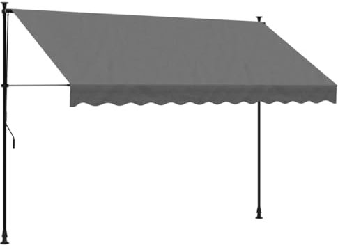 vidaXL Markise, Klemmmarkise Einziehbar, Sonnenmarkise für Balkon Garten Terrasse, Balkonmarkise Einstellbare Höhe, Anthrazit 300x150cm Stoff Stahl