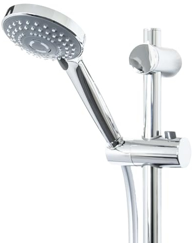 tecuro Brauseset Komfort-100 - mit 3 Funktionen Handbrause, Brauseschlauch 160 cm, Wandstange 100 cm