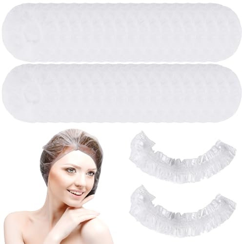 COMNICO 100PCS Disposable Shower Caps, Waterproof Hair Bath Caps Clear Shower Caps Travel Elastic Plastic Hair Cap for Women Kids Girls Hotel Hair Salon Travel Spa Home Beauty Salon