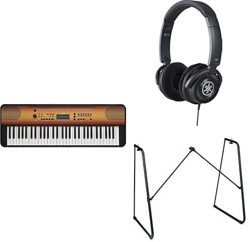 Yamaha Tastiera digitale PSR-E360MA, in acero - Tastiera digitale base in dotazione con cuffie HPH-150, supporto per tastiera L-2C