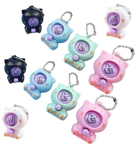 JWQFBC 10 Stück Cartoon Tier Schlüsselanhänger, Schere Stein Papier Spiel, Handtaschen Charms