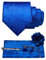 JEMYGINS Herren Paisley Krawatte mit Einstecktuch Krawattenklammer Blumenbrosche und Manschettenknöpfen Set Blau