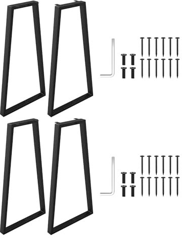 TITECK Metal Legs for Table 28 Inch - Set of 4 Kitchen Desk Leg Trapezoid Heavy Duty Steel Dining Table Legs Furniture Replacement Feet for DIY (Black)
