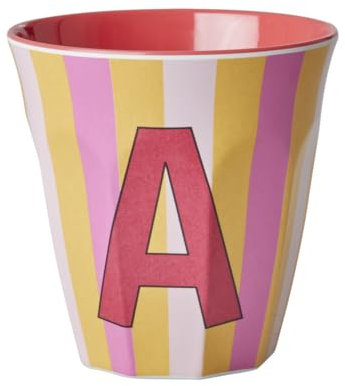 ReWu Rice Melmain Becher Medium Jungen - Buchstabe A - Kinderbecher Campingbecher Campnggeschirr Trinkbecher Melamingeschirr Bruchsicher BPA-Frei 250ml