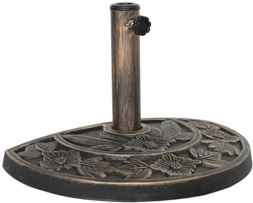 Outsunny Base para Sombrilla Semicircular Soporte para Parasol Pie para Sombrilla con Relleno de Cemento Peso 9,5 kg para Jardín Terraza Bronce
