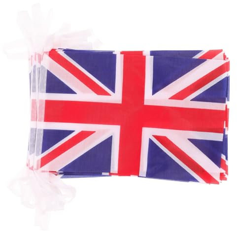 Veemoon Wimpelkette mit Union Jack Flagge Lang Polyester Banderolen für Garten Party Dekoration Supermarkt Bar Sportverein Festlichkeiten
