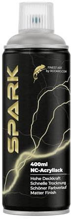 SPARK Sprühdose 400ml – Matte Sprühfarbe für Künstler, DIY, Modellbau & Möbel – Hohe Deckkraft, schnelltrocknende Spraydose - Mittelgrau