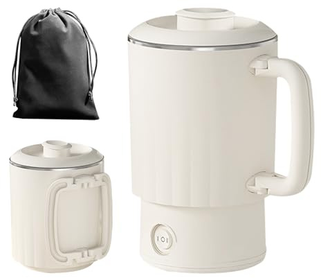 TECKZOON Faltbarer Elektrischer Reisewasserkocher 800 ml, Edelstahl 304 Tragbarer Zusammenklappbarer Wasserkocher mit Zwei Heizstufen und Tragetasche für Camping, Büro, Wohnheim