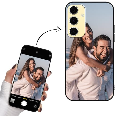 Yoedge Personalisierte Handyhülle für Samsung Galaxy S25 FE 5G Hülle Selbst Gestalten mit Eigenem Foto Bild Text Personalisiert Case Schutzhülle Schwarz Cover für Samsung Galaxy S25 FE 5G 6,7