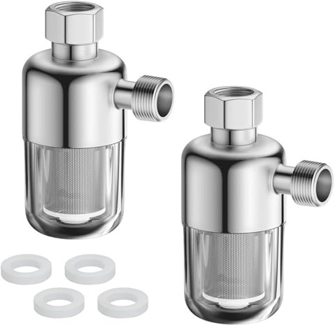 YYTECH Lot de 2 filtres à eau de douche réutilisables - Filtre anti-calcaire - Avec élément filtrant en acier inoxydable de 40 μm - Filtre anti-calcaire pour chauffe-eau, toilettes, machines à laver