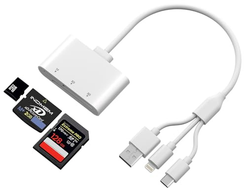 SD Kartenleser mit Lightning/USB-C/USB-A, 3-in-1 SD/TF/XD Kartenleser für iPhone 16/15/14/13, iPad, MicroSD-Speicherkartenleser mit 480 Mbit/s Geschwindigkeit, Plug & Play, Kamerazubehör
