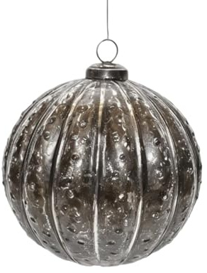 Antikas - Premium Weihnachtskugel Glas, silbern patiniert - handgemacht in Indien, ⌀16 cm