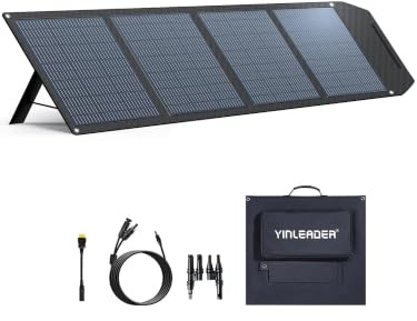 Yinleader Panneau Solaire Pliable 200W pour Camping-Car Powerstation | Charge rapide, cellules 22,5% haute efficacité, léger et pliable pour l'outdoor, câbles MC4 vers DC5521/XT60 inclus