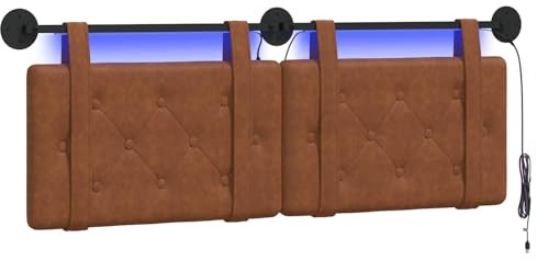 vidaXL Hängendes Kopfteil Mit LED Licht Braun Antikes PU, Moderner, rechteckiger Wandkopfteil, platzsparende Rückenlehne, schickes Zimmer-Accessoire, zeitgemäßes Schlafzimmermöbel