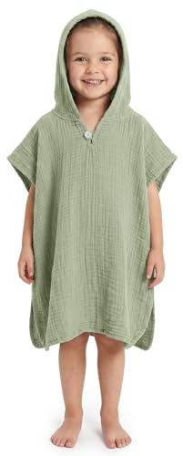 LAYNENBURG Premium Musselin Badeponcho Kinder mit Kapuze – 100% Baumwolle – OEKO TEX - Baby Handtuch Bade Poncho - als strandponcho, surf poncho, badetuch für mädchen & Jungen