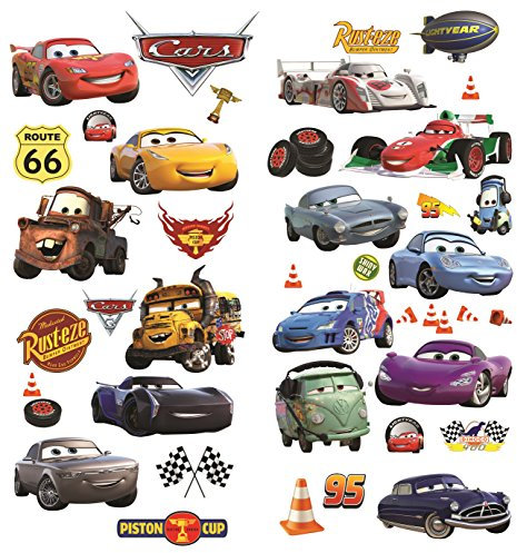 Cars 3D Cartoon Wandaufkleber für Schlafzimmer Jungen und Mädchen Wandbild Aufkleber Größe: Groß