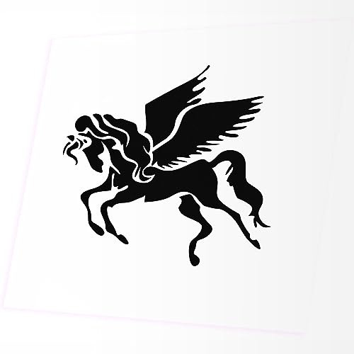 JINTORA - Autoaufkleber Tuning - Pegasus Flying - 91x88mm - Auto Aufkleber - Bus - Fenster - Heckscheibe - Camper - wetterfest - Outdoor Sticker - Auto Deko - LKW - Tuning Selbstklebend - schwarz