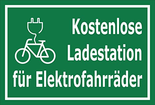 Melis-Folienwerkstatt Schild - E-Bike Lade-Station - 30x20cm | Bohrlöcher | 3mm Aluverbund – S00050-078-G -20 Varianten