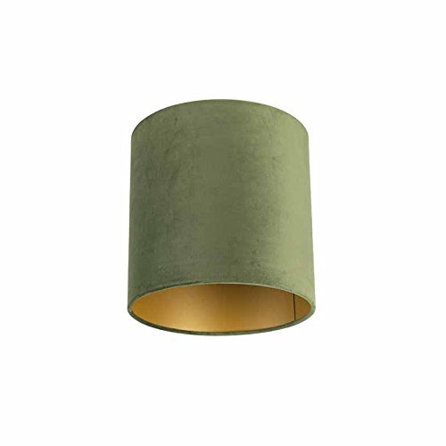 QAZQA Velour-Lampenschirm grün 25I25I25 mit Gold I Messingener Innenseite,
