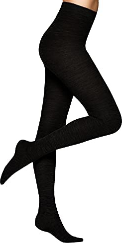 Vogue Merino Strumpfhose aus Wolle für Damen, Schwarz XL