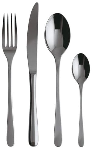 Sambonet - Taste Set di Posate da Tavola per 6 persone, 24 pezzi in Acciaio Inox finitura PVD : 6 forchette, 6 cucchiai, 6 coltelli, 6 cucchiaini da tè, Lavabili in lavastoviglie, Nero