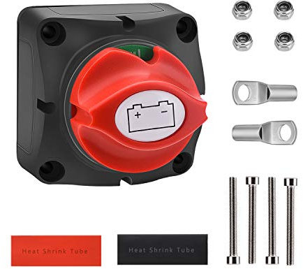 MOPEI 2-Position Battery Isolator Disconnect Switch for Car Camper RV and Marine Boat, 12-48V DC, 275 Amps Continuous, Comes with Copper Terminals and Shrink Tubes