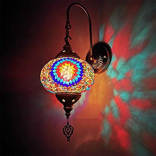 AIBOTY Wandlampen, arabische Mosaik Wandleuchten, Marokkanische Glas Laterne Wand Beleuchtungskörper, Türkisch Wandleuchten für Flur,A