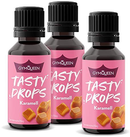 GymQueen Tasty Drops, Karamell, 3x30ml, Flavour Drops ohne Kalorien