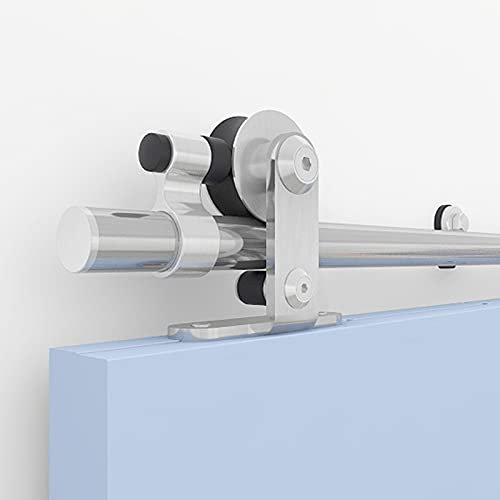 WOLFBIRD Stainless Steel Sliding Barn Door Hardware Kit 6FT/183CM for Single Wood Door Heavy Duty Sliding Door Track - T Shape Hanger