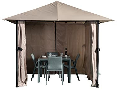 Maison and Garden Tandil No Tool Gazebo - Black/Ecru with side curtains