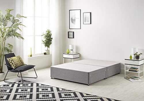 Bed Centre Tweed Gray Flexby Divan Bed Base - Headboard And Storage Drawer (Single, Small Double, Double, King and Super King Size (Single, Divan Base Only)