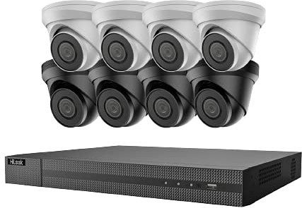 4K CCTV SYSTEM HILOOK IP POE 8MP UHD 8CH 8 CHANNEL NVR 4X DOME CAMERAS WHITE KIT (1TB (1000 GB)