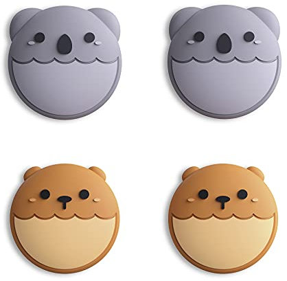 eXtremeRate PlayVital Capuchon Protection pour Switch Joystick Caps de Stick Analogique,Thumbsticks Grip Cover pour Nintendo Switch OLED/Lite-Ours Brun&Koala