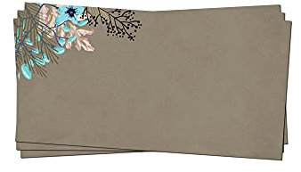 PRESENTOU Briefpapier beidseitig bedruckt 120 Gramm Papier | Motivpapier Urkundenpapier Urkunde Speisekarte Liebesbrief (Blumen & Braun, 50 Umschläge)