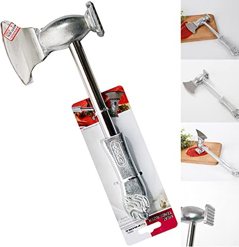 NTI Prima Aluminium Meat TENDERIZER | Stainless Steel | Blade Steak Hammer | Chicken | Beef | Filet Making | BBQ Home Professional Cooking Tools Metal Mallet Hammer Restaurant UK Free P&P, Silver